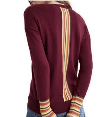 Boden Cassandra Burgundy Wool Cotton Crew Neck Sweater Preppy Academia Women SM
