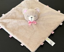 Kellytoy Baby Security Blanket 14" Plush Sleepy Bear Rattle Lovey with Pink Tags
