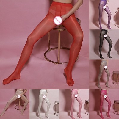 Mens Male Tights Hosiery Shiny Smooth Utral-Thin Breathable High Waisted Oil