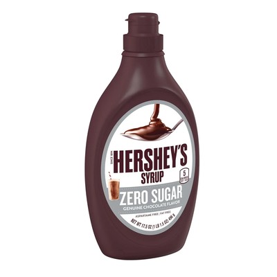HERSHEY'S Zero Sugar Chocolate Syrup Bottle, 17.5 oz