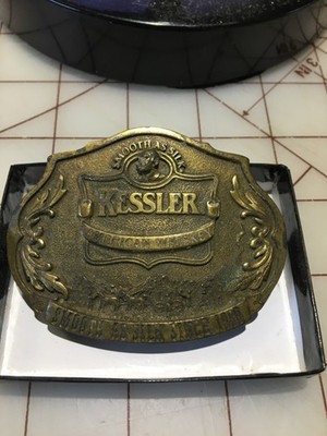 KESSLER American Whiskey Smooth As Silk Vintage 1993 Brass Tone Belt Buckle