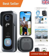 HD 2K Wireless Doorbell with Motion Detection & Alexa Compatibility - Easy Setup