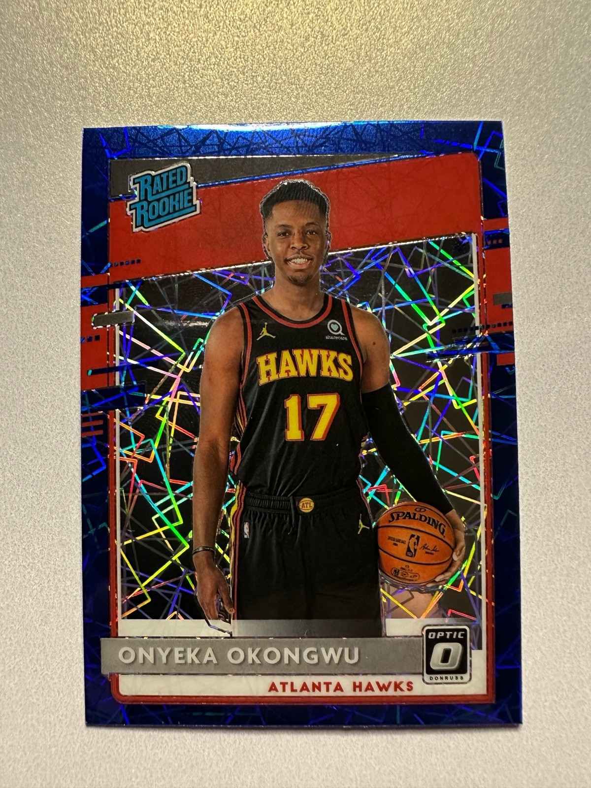 2020-21 Donruss Optic Onyeka Okongwu Blue Velocity Prizm Rated Rookie RC #156