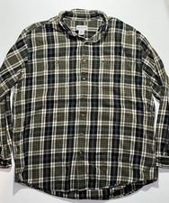 Men  s Carhartt Long Sleeve Plaid Button Down Cotton Shirt, 2XLT, Green/Beige