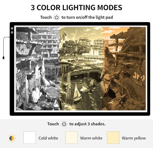 A1 Large Light Pad for Diamond Painting,LED Tracing Light Box with 3 Color - Picture 3 of 7