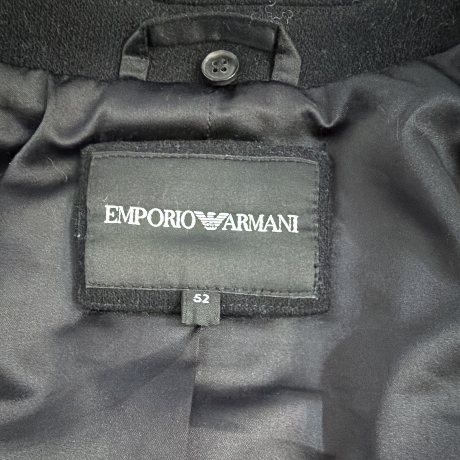 Emporio Armani Men's Black Wool Blend Knit Overcoat Button Front Size XL - second product detail image