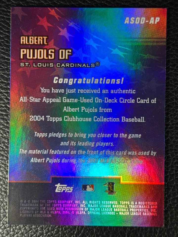 2004 Topps Clubhouse Collection All Star Appeal Albert Pujols /90 Jersey  - Image 2 of 2