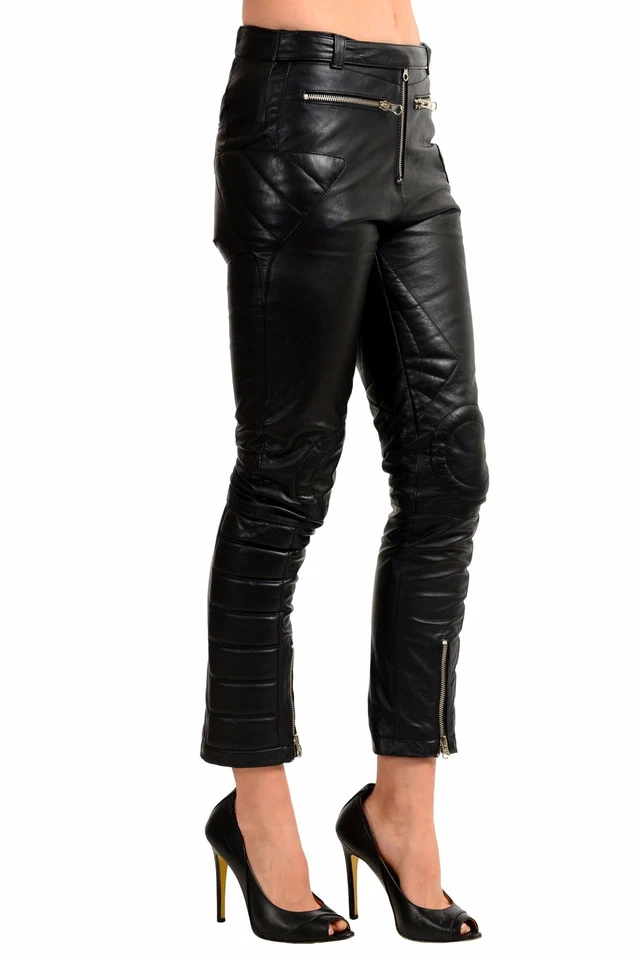 Pantalones informales para mujer Maison Margiela MM6 100 % cuero negros talla 2XS XS M L Foto 2 de 4