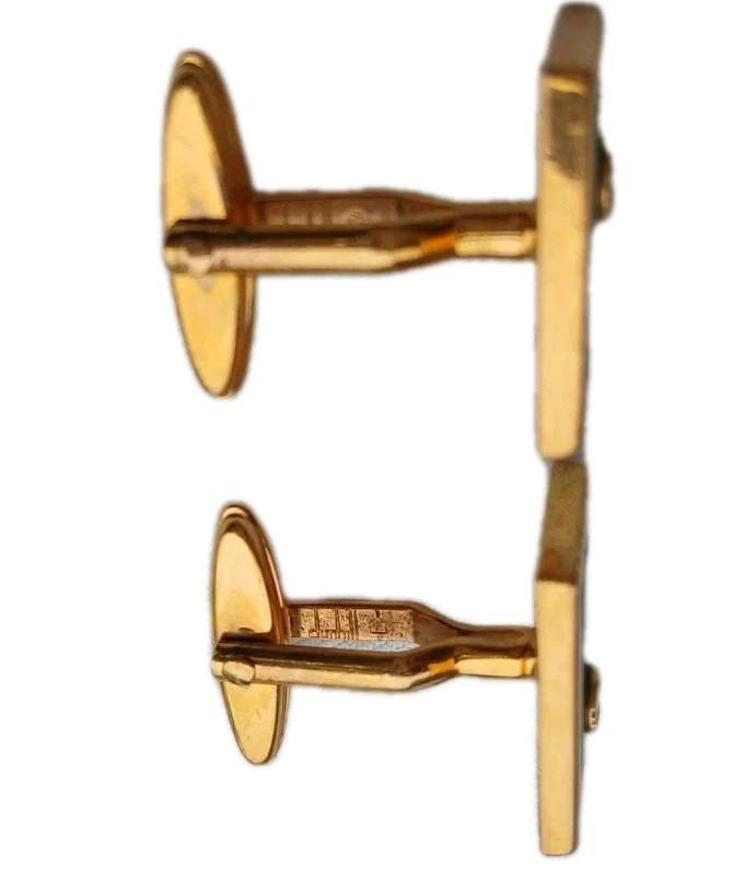 Vintage Dunhill Men’s Cufflinks Green Malachite Gold-Tone Classic 1980s Lux Gift - Image 3 of 4