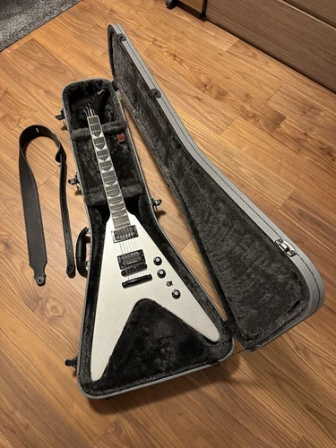 Gibson Dave Mustaine Flying V EXP Silver Metallic Electric Guitar 2023 w/ Strap