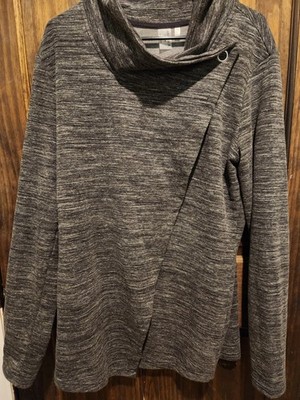 Danskin French Terry Bliss Wrap Sweater Women Size XXL Heather Gray Cardigan 
