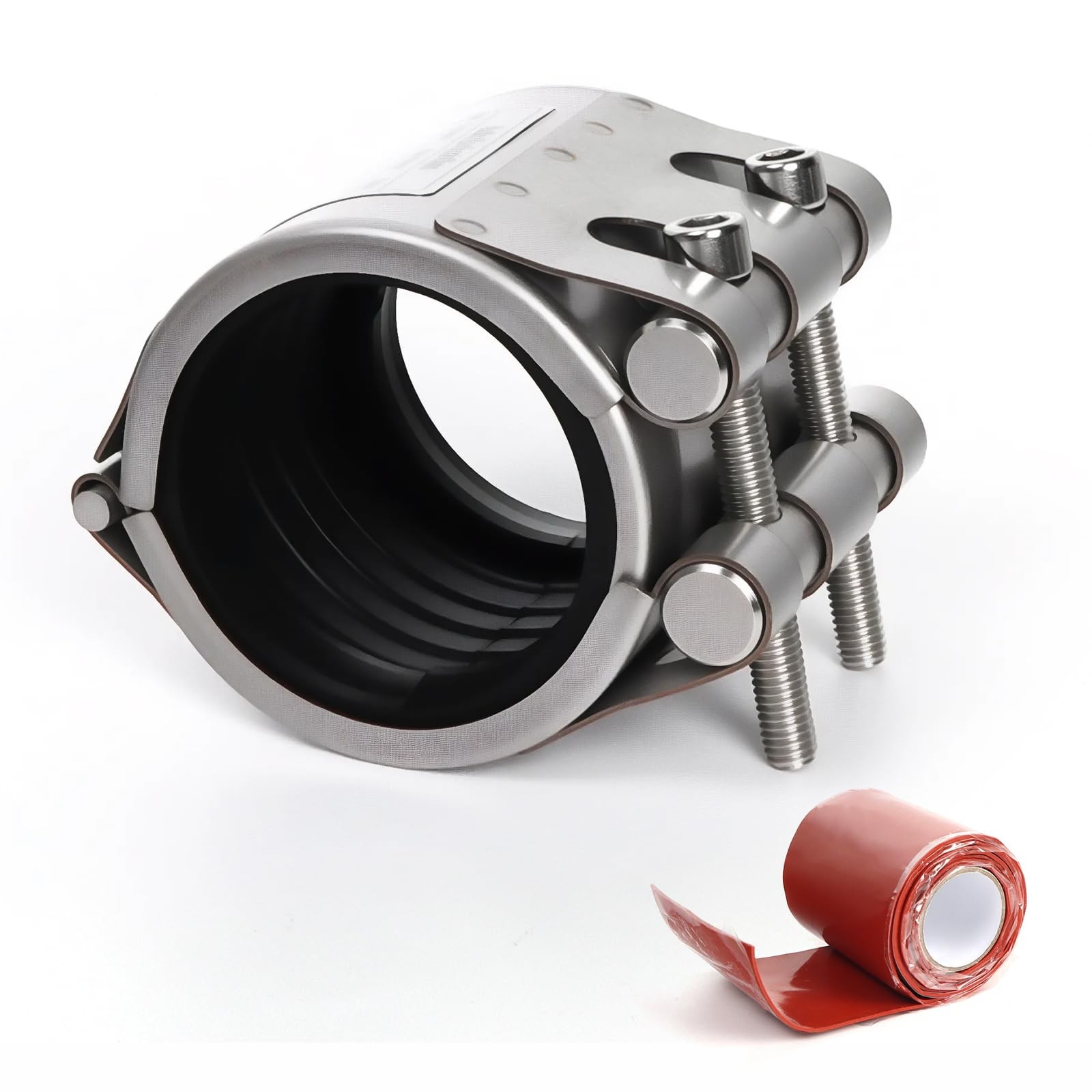Kodilin Upgraded Pipe Repair Clamp with M1 Self-Adhesive 2"(56-59mm), Silver