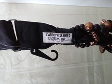 Vtg 80s Waist Belt Carolyn Tanner Designs Black Braided Bronze Burgundy Beads