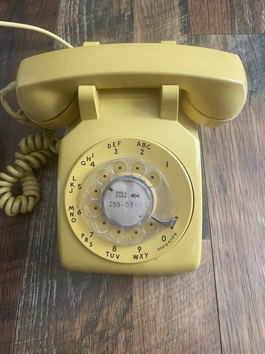 Vintage ITT Desktop Yellow Rotary Phone w/ Cords | UNTESTED