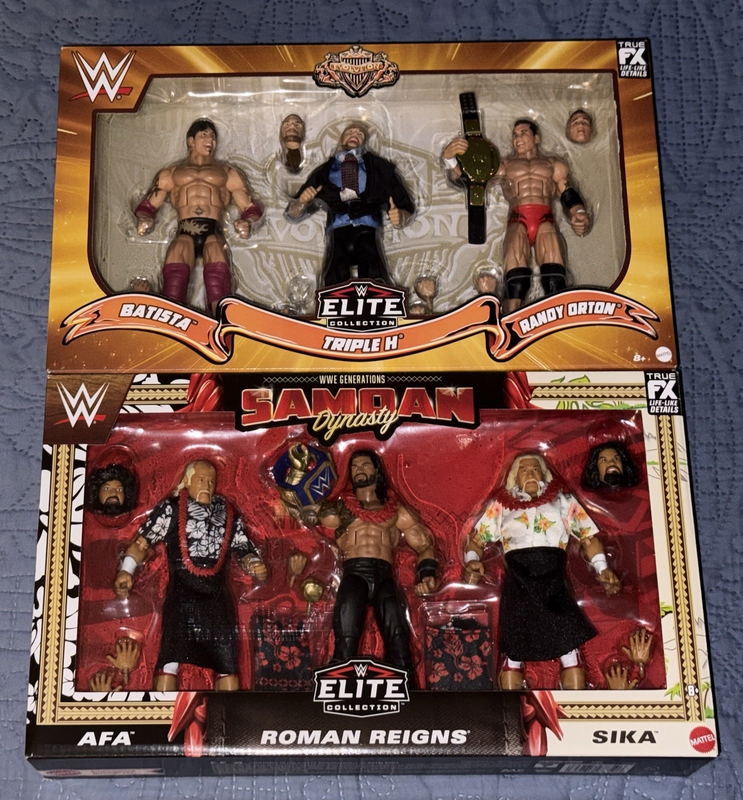 LOT OF 2 WWE MATTEL SAMOAN DYNASTY & EVOLUTION 3-PACK NEW HHH ROMAN REIGNS