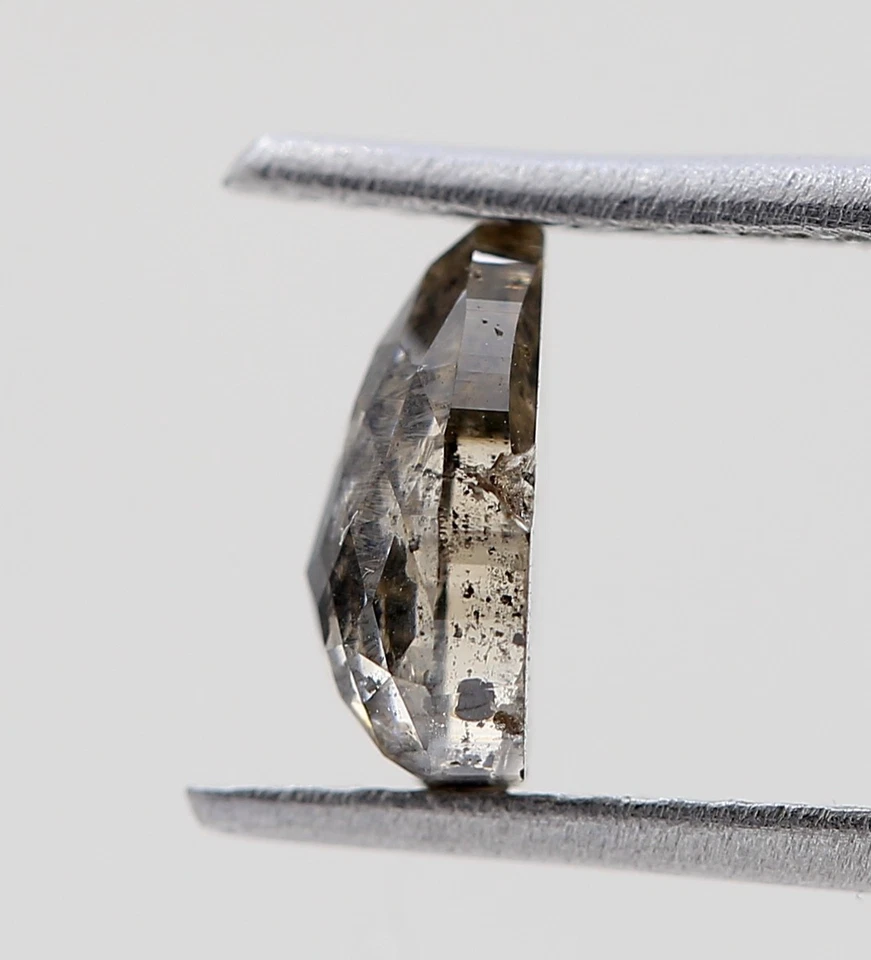 PEAR SHAPE SALT PEPPER COLOR DIAMOND 1+CT ROSE CUT DIAMOND FANCY NATURAL DIAMOND - Image 3 of 4