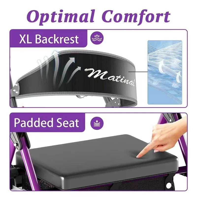 Andador Bariátrico Todo Terreno 350 LBS con Asiento para Personas Mayores Foto 3 de 4