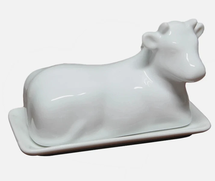 Butter Dish Covered Traditional Porcelain Cow Shape W 18 x D 10 x H 11cm