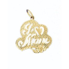 I Love Mom Charm Pendant 14k Gold 1.3 Grams 