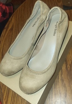 Zigisoho Women's Candace Tan Slip On Heels Size 9 M, 1 inch Heel, Fabric Upper