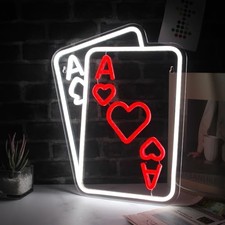 Poker Neon Signs for Wall Decor Led Sign for Poker Room Decor Playing Poker-red