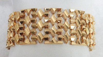 VINTAGE RETRO ERA 1 1/4'' WIDE 18K YELLOW GOLD 7.5'' BRACELET