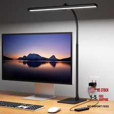 LED Desk Lamps for Home Office, Tall Desk Light with Base, Flexible Black