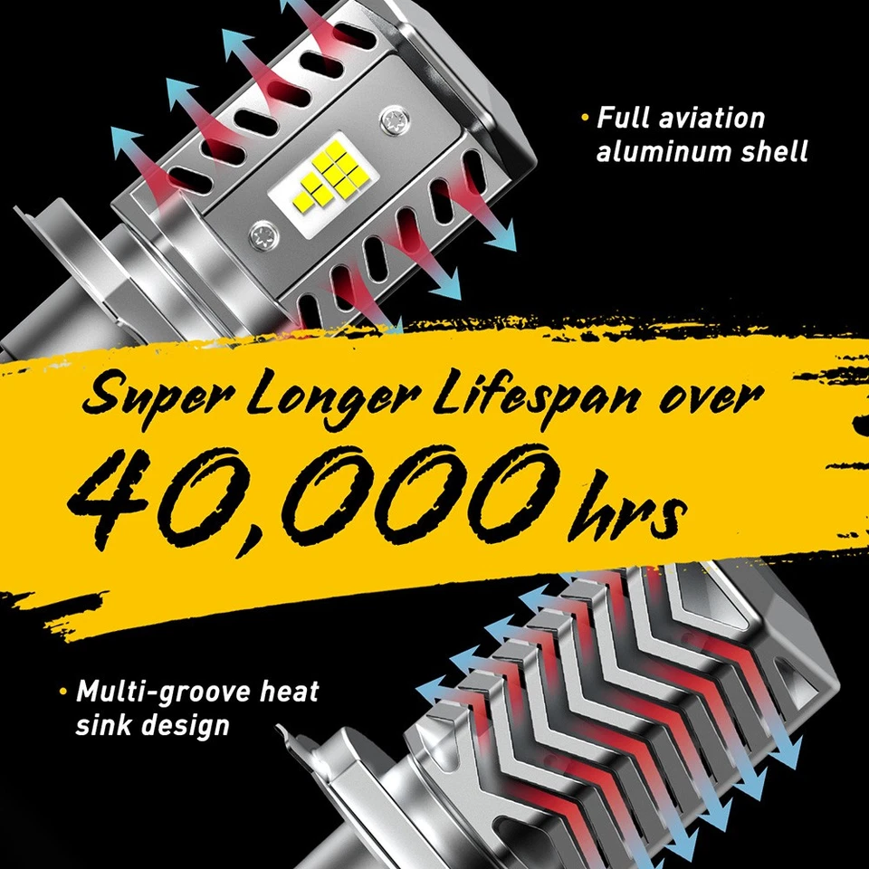 For Motorcycle H4 6500K Hi/Low Beam LED Front Light Super Bulb Bright Headlight - Image 4 of 4