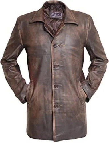 Dean Winchester Supernatural Distressed Brown Real Leather Jacket Car Coat - product listing photo