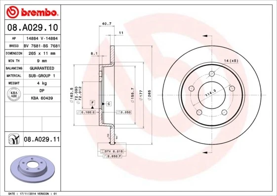 2x BRAKE DISC 08.A029.11 FOR MAZDA ZJ32/ZJ30/ZJ07 1.3L Y406/Y642/Y605/83Z6 1.6L - Image 2 of 4