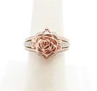 Enchanted Disney 10K & Sterling Silver ~1/5CTW Diamond Belle Rose Ring Size 7.25