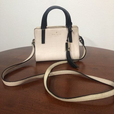 Kate Spade Grey Street Exotic Croco Leather Mini Dominique Frosting/Black AS IS