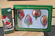 Kurt S. Adler Traditional Glass Fruit and Santa Ornaments