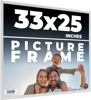 33x25 Frame White Real Wood Picture Frame Width 0.75 inches | Interior Frame Dep