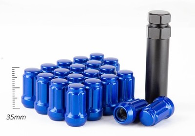 20 PC w/Key 12x1.25 | Conical Seating | Closed End | Blue Steel Spline Lug Nuts