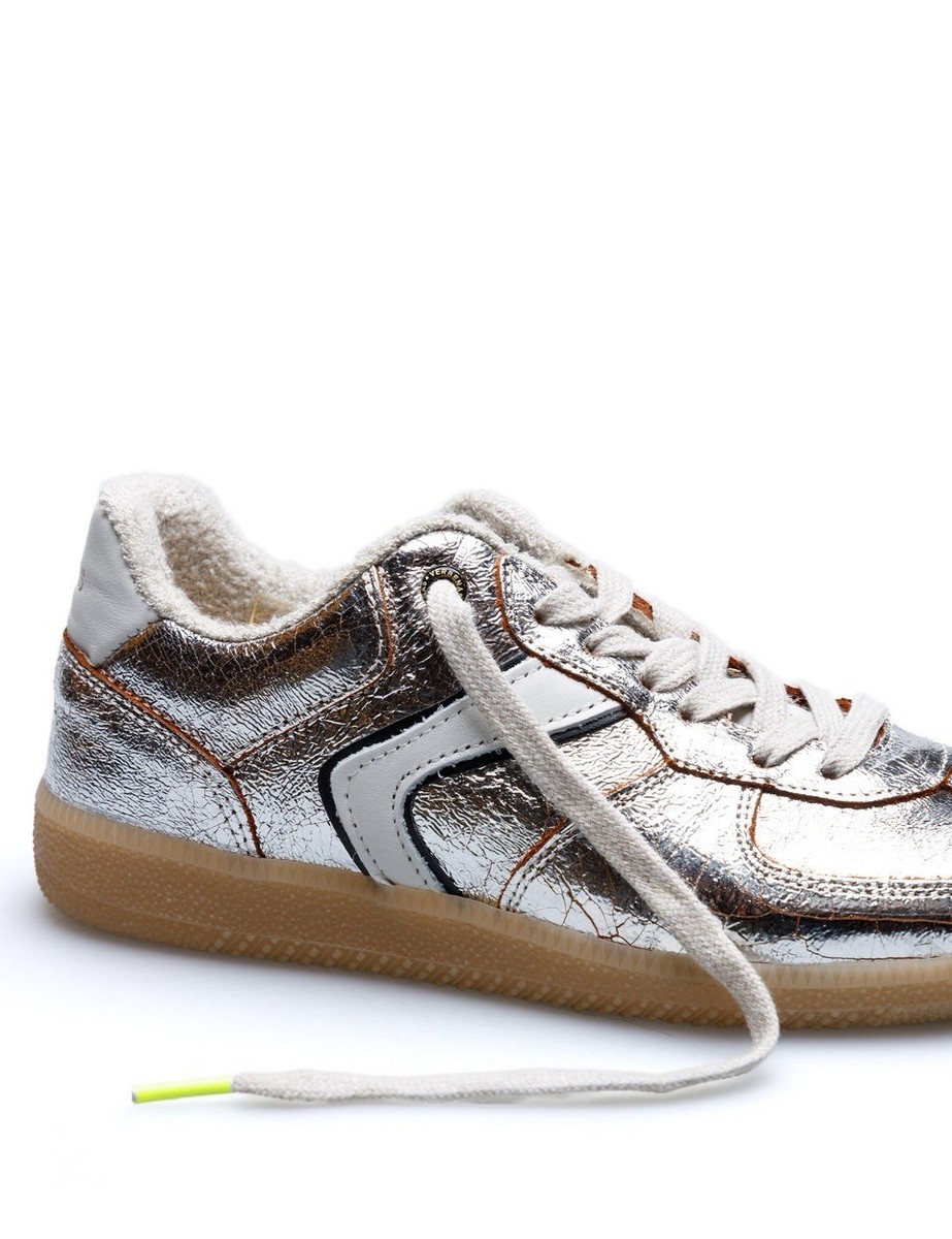 Verbenas Spain Sneakers Silver US 9 NEW Crackle Metallic Faux