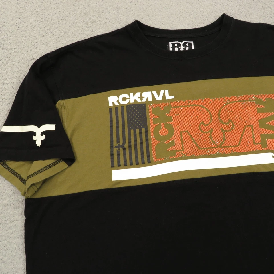 Рубашка Rock Revival XXL мужская черная текстурированная украшенная графическим логотипом футболка с принтом - Изображение 3 из 4