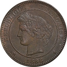 [#843597] Coin, France, Cérès, 10 Centimes, 1888, Paris, MS, Bronze, KM:815.1