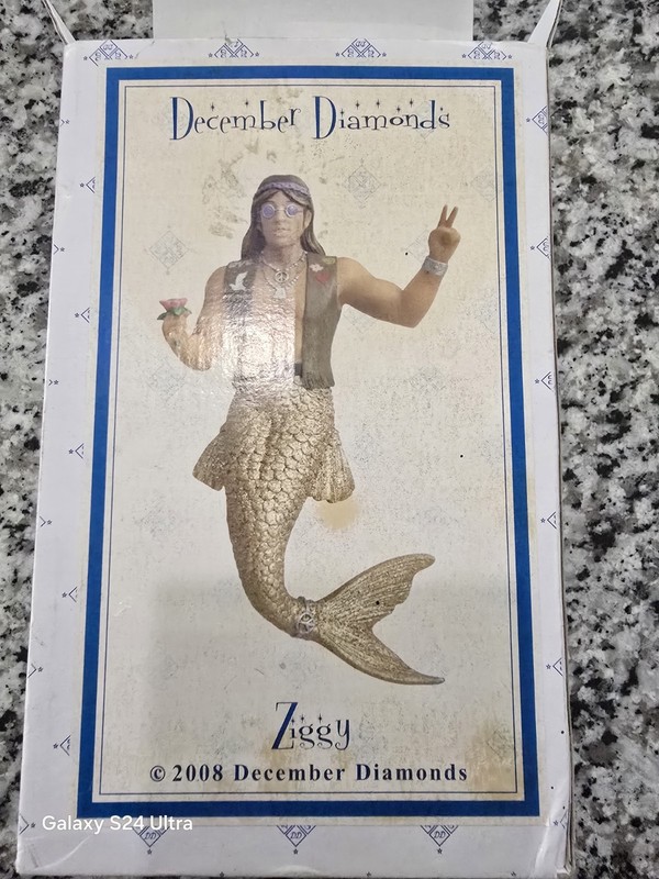 Rare December Diamonds Merman Christmas Ornament Ziggy  with Box.