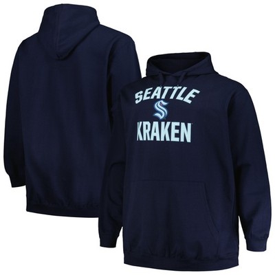 Men's Profile Deep Sea Blue Seattle Kraken Big & Tall Arch Over Logo Pullover
