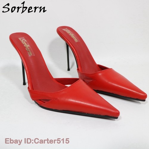 12Cm Stilettos Pumps Mules High Heel Pointed Toe Slip On Slide Metal Heels - Picture 3 of 12