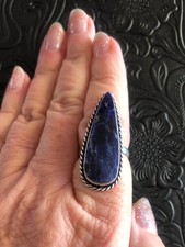 Artisan Blue Lapis Silver Arrow, Size 8 Ring, Southwestern Rope Bezel