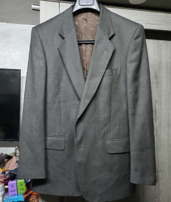Vintage pure merino extrafine wool birdseye classic brown jacket blazer 40R