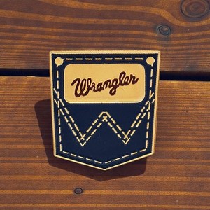 Vintage 1980s Wrangler Jeans Pocket Lapel Pin Western Denim Cowboy Hat