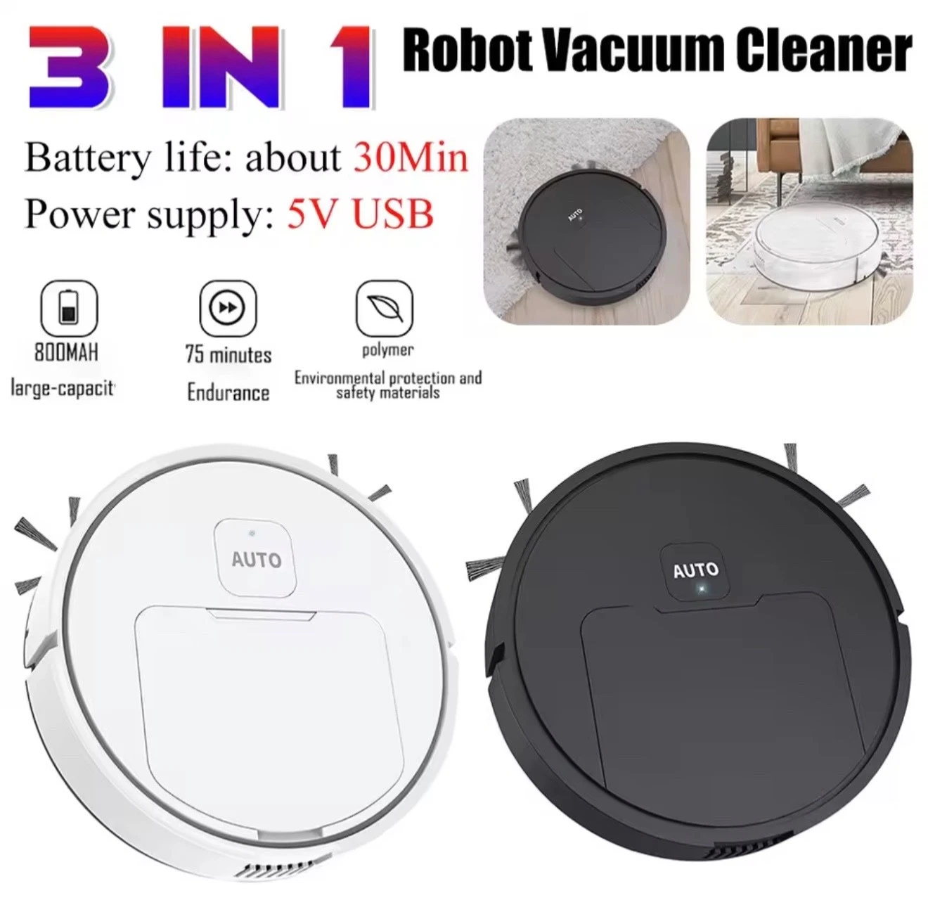 3-in-1 Robot Vacuum Cleaner Wet Mopping & Auto Sweeping Floor Pet Hair Removal
Opens in a new window