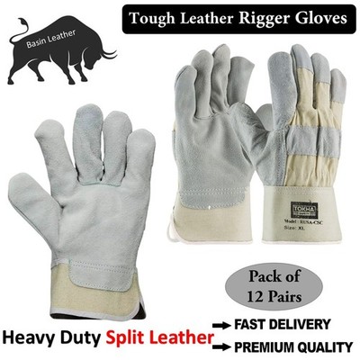 Heavy Duty Split leather work gloves , 12 pairs , Size XL Men's Gardening DIY