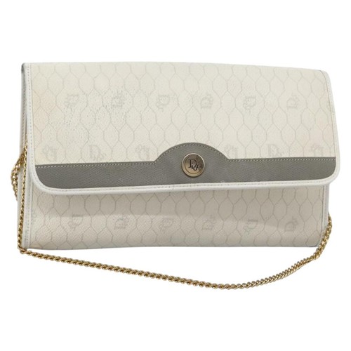 Borsa a tracolla Christian Dior tela nido d'ape catena PVC pelle bianca originale KD140 - Foto 1 di 24