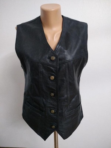 Women Etam Vest Black Leather 34 / XS / 42