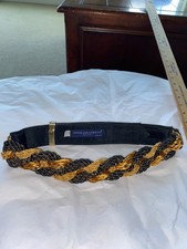 VINTAGE DESIGNER USA MADE BRAIDED GINNIE JOHANSEN SMALL BELT GOLD/BLACK
