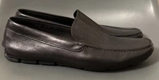 PRADA Men's Leather Moccasins Loafers Slip On Black Driver Shoes Size 10, Italy